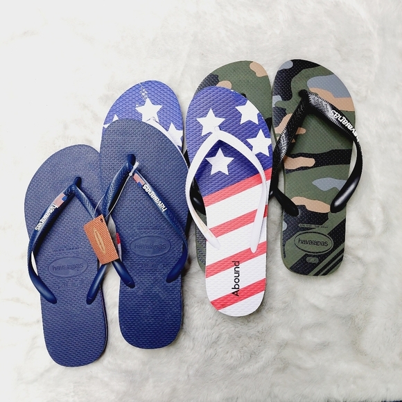New Bundle of 3 Havaianas /Abound Blue/Camo/Amercan Thong Slip On Sandal S73 - Picture 1 of 11